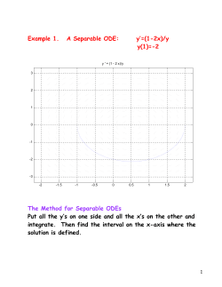 Example 1. A Separable ODE: y`=(1-2x)/y  y(1)=
