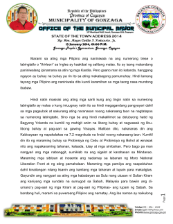 STATE OF THE TOWN ADDRESS 2014 By