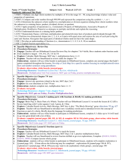 Lucy T. Davis Lesson Plan Name: 3rd Grade Teachers Subject