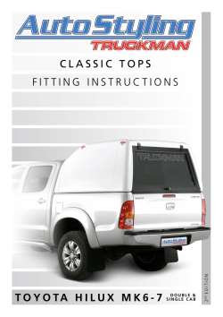CLASSIC TOPS FITTInG InSTRUCTIOnS TOYOTA HILUX MK6[7
