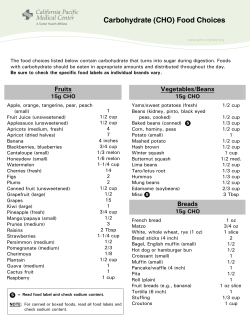 Carbohydrate (CHO) Food Choices - California Pacific Medical Center