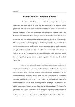 Rise of Communist Movement in Kerala