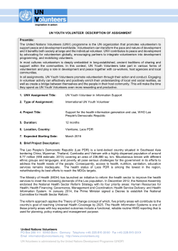 LAO Youth Volunteer Information Support