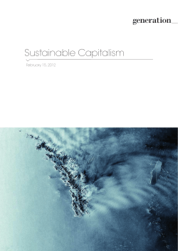 Sustainable Capitalism - Generation Investment Management LLP