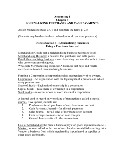 Accounting I Chapter 9 JOURNALIZING PURCHASES AND CASH