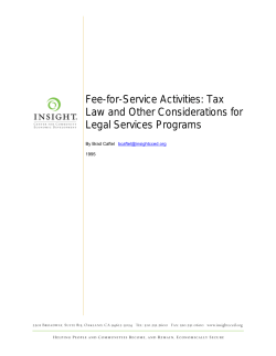 Fee-for-Service Activities: Tax Law and Other