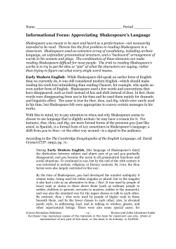 Appreciating Shakespeare`s Language