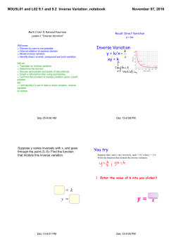 M3U5L01 and L02 9.1 and 9.2 Inverse Variation .notebook