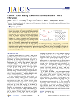 Lithium&minus;Sulfur Battery Cathode Enabled by Lithium&minus;Nitrile Interaction