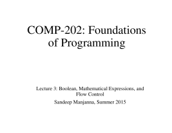 Boolean Expressions, Mathematical Expressions, and Flow Control