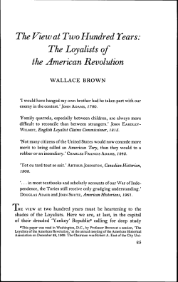 The View at Two Hundred Tears. The Loyalists of the American