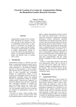 Towards Creation of a Corpus for Argumentation Mining