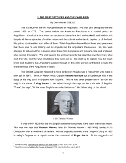 1 3. THE FIRST SETTLERS AND THE CARIB RAID By Don Mitchell