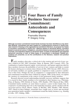 Four Bases of Family Business Successor Commitment