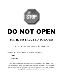Dr. McCorkle – Final Exam KEY