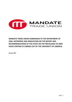 Mandate Trade Union Submission - Department of Jobs, Enterprise