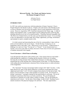 Mirrored Worlds &ndash; The Titanic and Modern Society: The Human