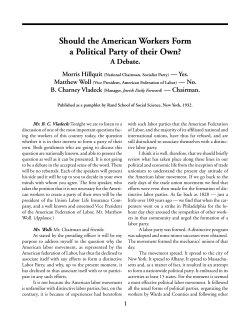 Should the American Workers Form a Political