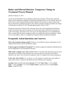 Temporary Change in Treatment Process Planned Butler and