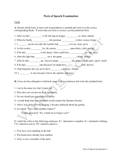 Parts of Speech Examination