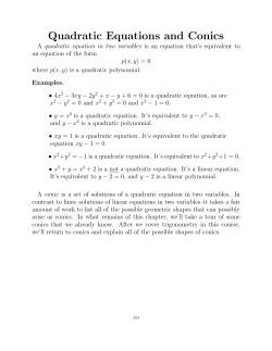 Quadratic Equations and Conics
