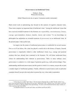 Perseverance as an Intellectual Virtue Nathan L. King Whitworth