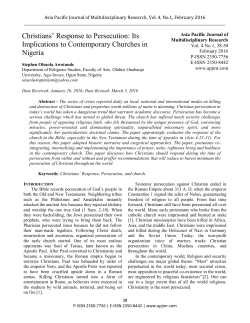 Christians` Response to Persecution: Its Implications