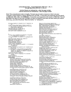 LibrarySparks Index &ndash; August/September 2003 (Vol. 1, No. 1