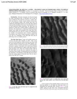 STRATIGRAPHY OF SPECIAL LAYERS &ndash; TRANSIENT ONES ON