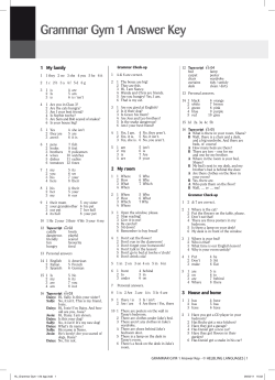 Grammar Gym 1 Answer Key