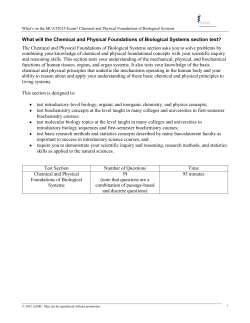 Chemical and Physical Foundations of Biological Systems