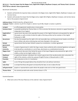 Benchmark Review Guide 2 SS.7.C.1.2 &ndash; Trace the impact that the