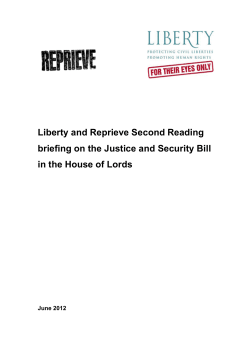 Liberty and Reprieve Second Reading briefing on the Justice and