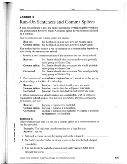 Run-On Sentences and .Comma Splices
