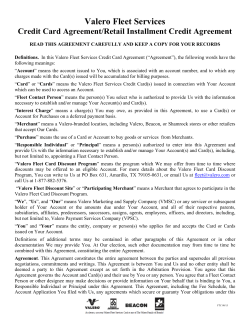 Credit Card Agreement/Retail Installment Credit