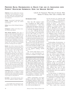 PERCEIVED RACIAL DISCRIMINATION IN HEALTH CARE AND