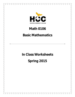 Math 0106 Basic Mathematics In Class Worksheets Spring 2015