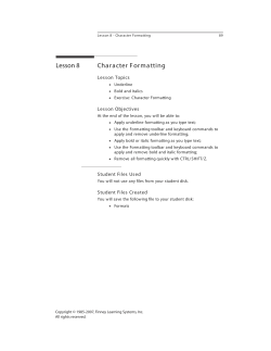 Lesson 8 Character Formatting