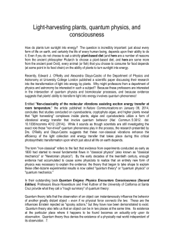 Light-harvesting plants, quantum physics, and consciousness