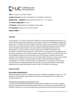 US History and Public Health - HONORS