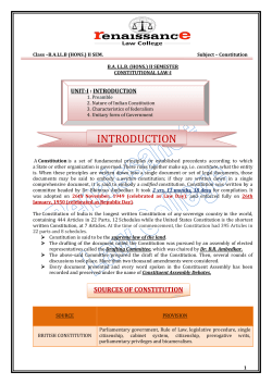 sources of constitution - Renaissance Law College