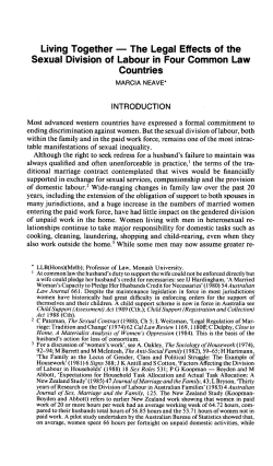 "Living Together - The Legal Effects of the Sexual Division