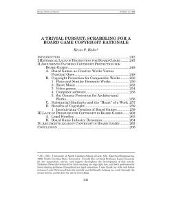 A Trivial Pursuit: Scrabbling for a Board Game Copyright Rationale