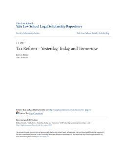 Tax Reform &ndash; Yesterday, Today, and Tomorrow