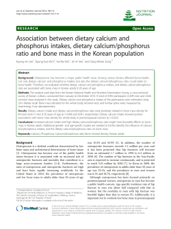 Association between dietary calcium and phosphorus intakes