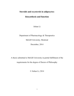 Steroids and oxysterols in adipocytes: biosynthesis and function