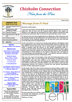 January 2016 - Catholic Diocese of Maitland