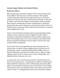 Common Logical Fallacies and Cultural Criticism By Norm R. Allen
