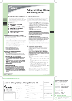 Aciclovir 200mg, 400mg and 800mg tablets