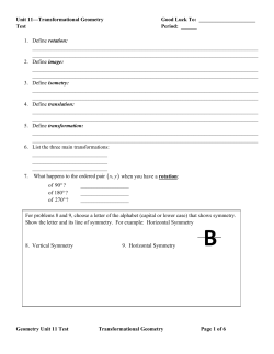 Geometry Unit 11 Test Transformational Geometry Page 1 of
